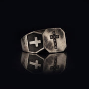 14K Solid Gold Men Cross Ring EY25