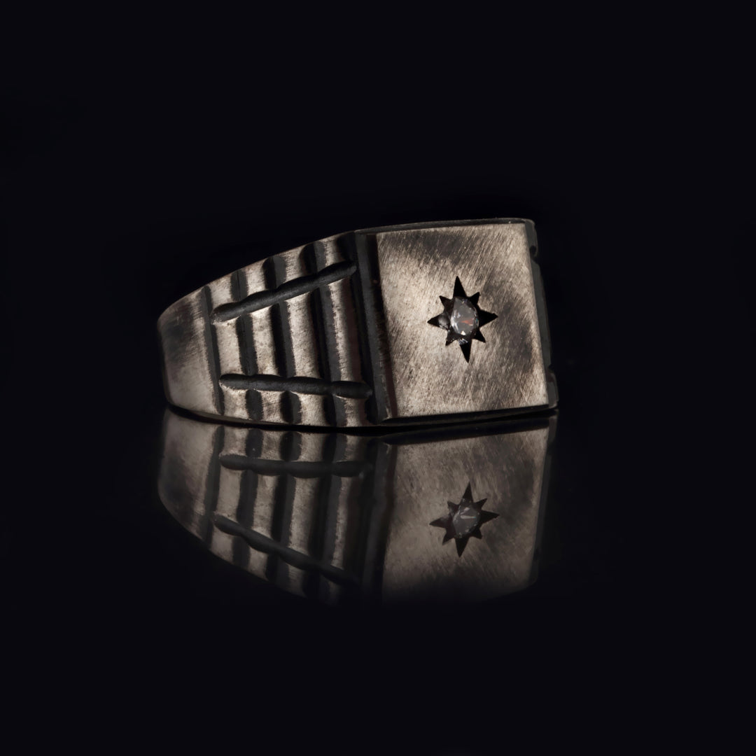 14K Solid Gold North Star Men Ring EY26