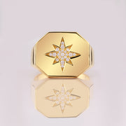 14K Solid Gold North Star Men Ring EY24