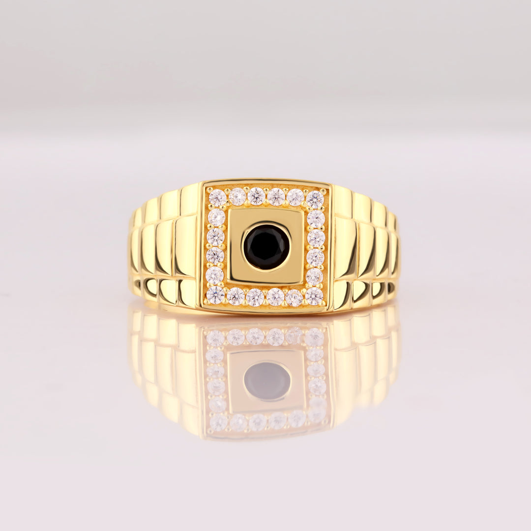 14K Solid Gold Signet Men Ring EY31