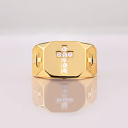 14K Solid Gold Men Cross Ring EY25
