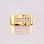 Load image into Gallery viewer, 14K Solid Gold Men Cross Ring EY27
