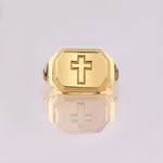 Load image into Gallery viewer, 14K Solid Gold Men Cross Ring EY28
