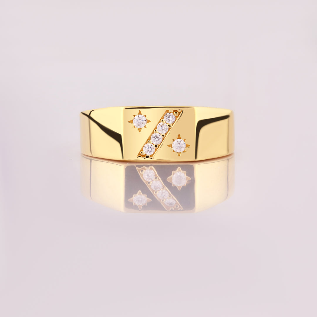 14K Solid Gold Signet Men Ring EY32
