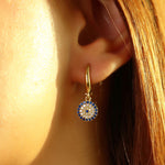 Load image into Gallery viewer, 14K Solid Gold Evil Eye Earrings E24
