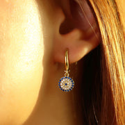 14K Solid Gold Evil Eye Earrings E24