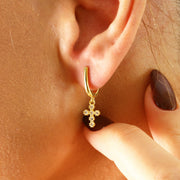14K Solid Gold Cross Earrings E29