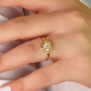 14K Solid Gold Cage Ring Y288