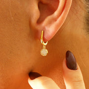 4K Solid Gold Pave Ball Earrings E27