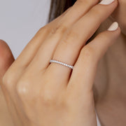 14K Solid Gold Row Stone Ring Y1