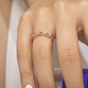 14k Solid Gold Heart Chain Ring Y41