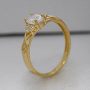 14K Solid Gold Solitaire Ring T4