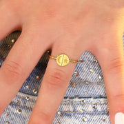 14K Solid Gold Moon And Star Ring Y279