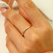 14K Solid Gold Wave Ring Y350