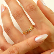 14K Solid Gold Olive Leaf Ring Y335