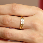 14K Solid Gold Band Cross Ring Y307