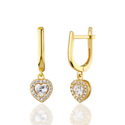 14K Solid Gold Hoop Heart Earrings E26