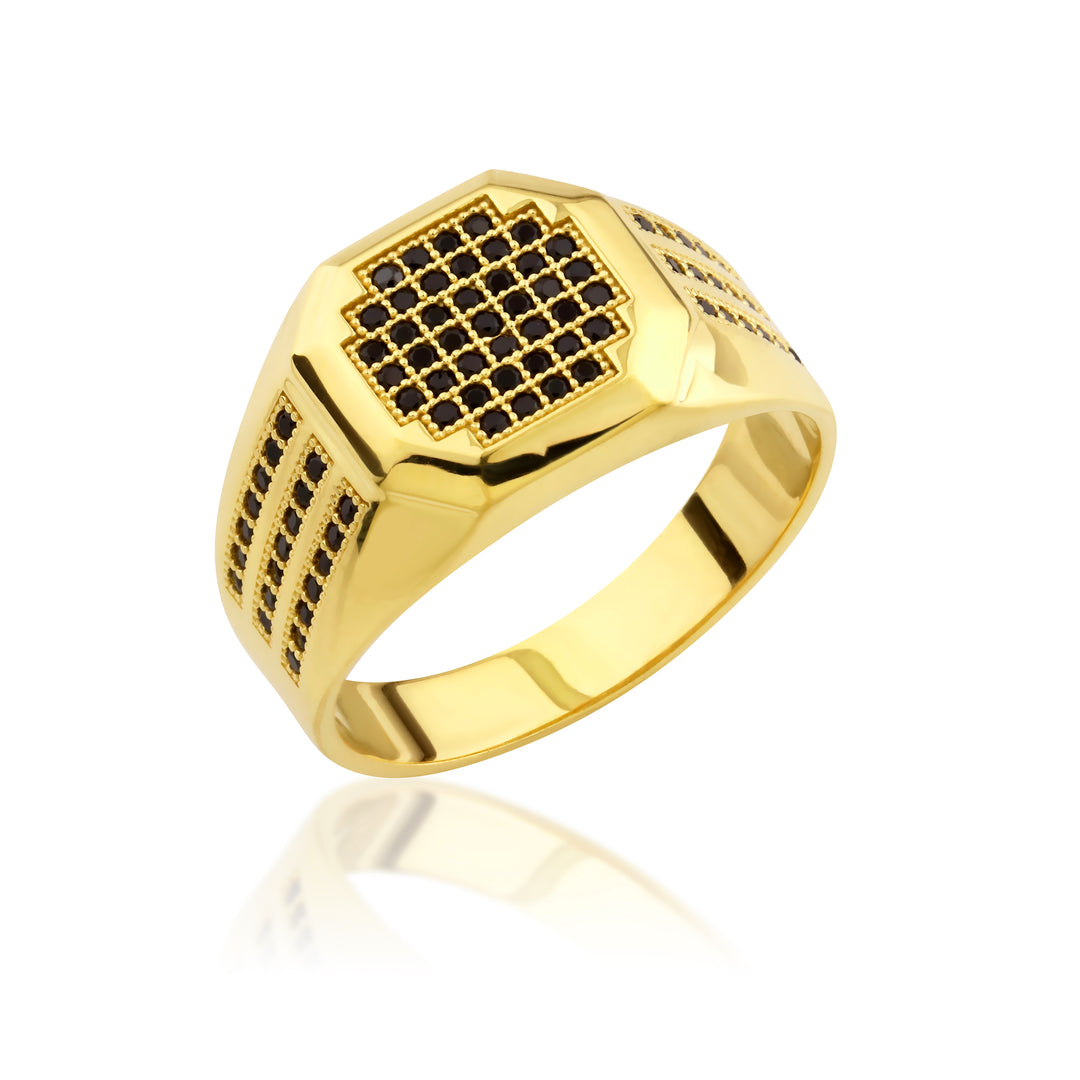 14K Solid Gold Square Men Ring EY10