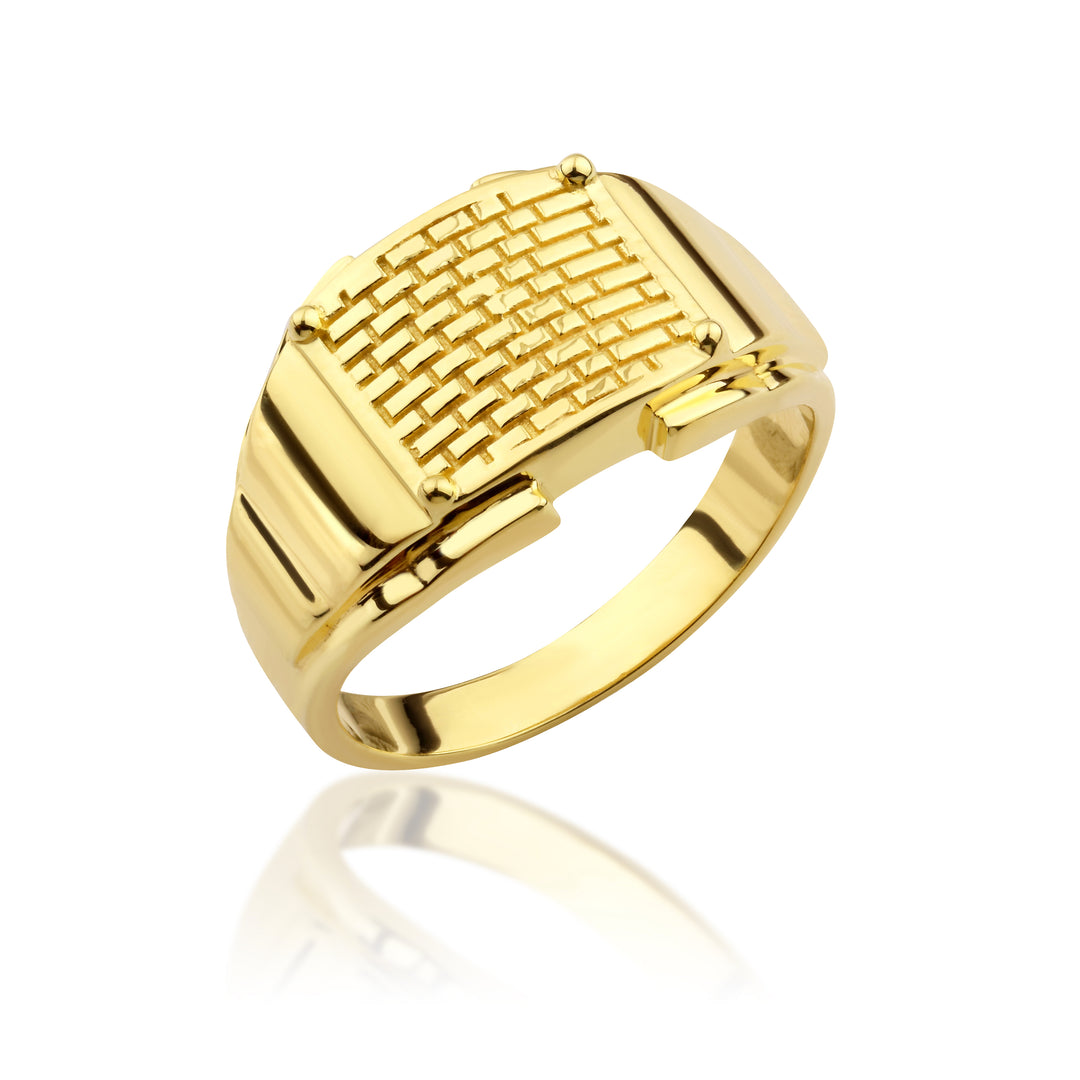 14K Solid Gold Band Men Ring EY15