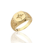 Load image into Gallery viewer, 14K Solid Gold North Star Men Ring EY17
