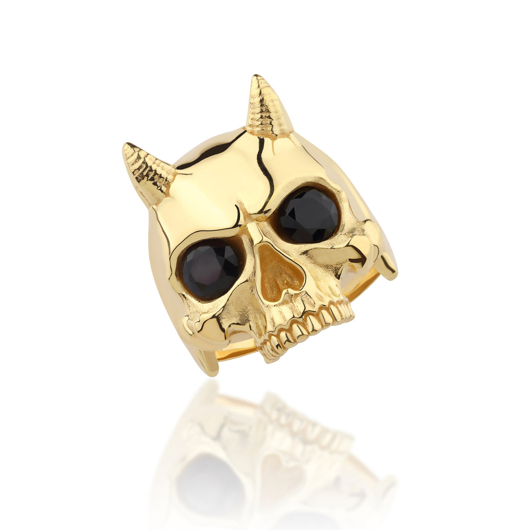 14K Solid Gold Skull Men Ring EY20