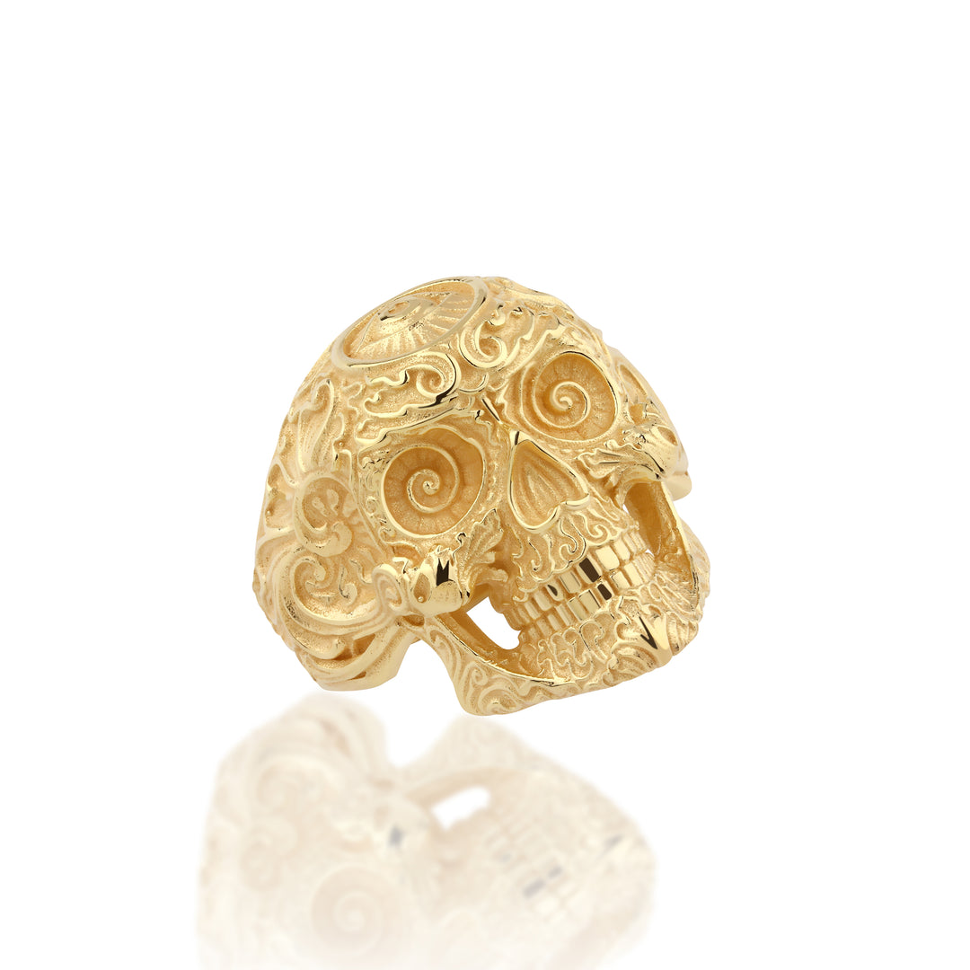 14K Solid Gold Skull Men Ring EY22