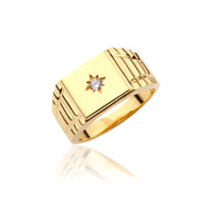 14K Solid Gold North Star Men Ring EY26