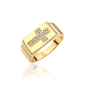 14K Solid Gold Men Cross Ring EY27