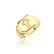 14K Solid Gold Men Cross Ring EY28