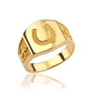 14K Solid Gold Horseshoe Men Ring EY30