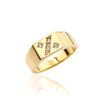 Load image into Gallery viewer, 14K Solid Gold Signet Men Ring EY32
