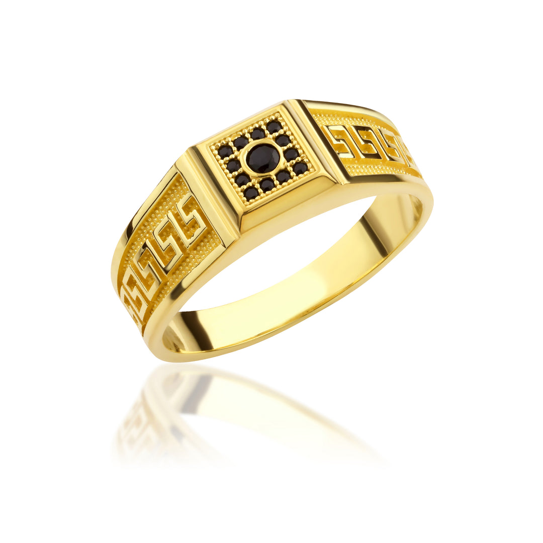 14K Solid Gold Greek Men Ring EY3