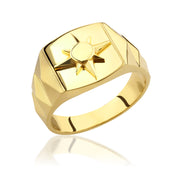 14K Solid Gold North Star Men Ring EY5