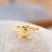 14K Solid Gold Heart Ring Y138