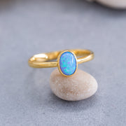 14K Solid Gold Blue Opal Ring DT2