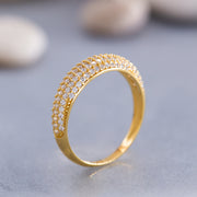 14K Solid Gold Pave Dome Ring Y157
