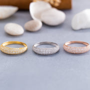 14K Solid Gold Pave Dome Ring Y157