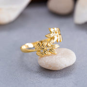 14K Solid Gold Olive Leaf Ring Y156