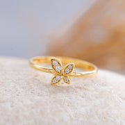 14K Solid Gold Butterfly Ring Y149