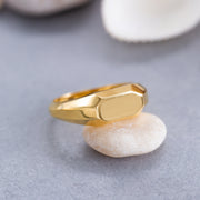 14K Solid Gold Geometric Ring Y173