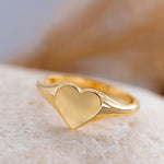 Load image into Gallery viewer, 14K Solid Gold Heart Signet Ring Y140
