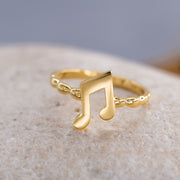 14K Solid Gold Musical Note Ring Y164