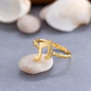 14K Solid Gold Musical Note Ring Y164
