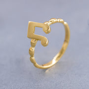 14K Solid Gold Musical Note Ring Y164