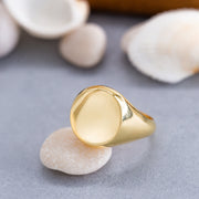 14K Solid Gold Signet Ring Y170