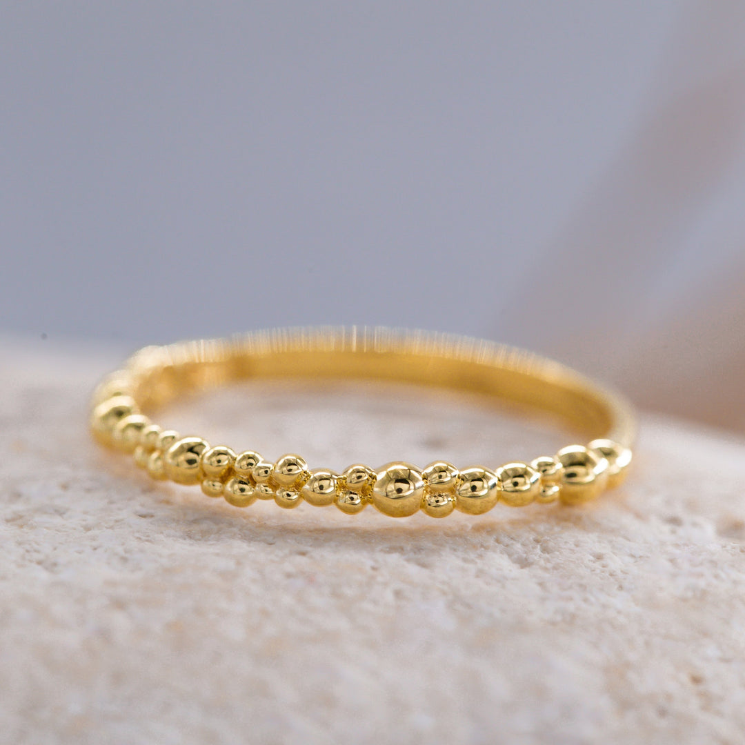 14K Solid Gold Bubble Ring Y154