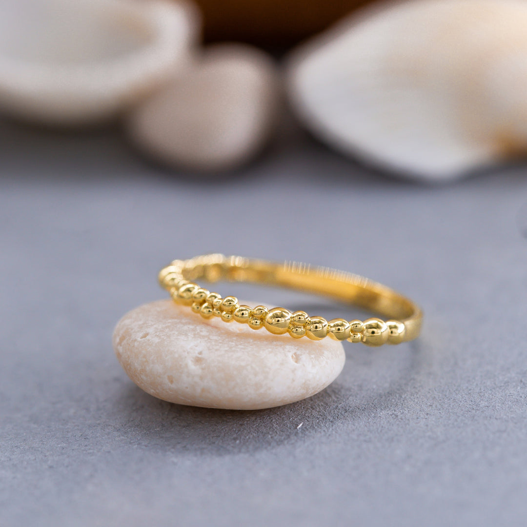 14K Solid Gold Bubble Ring Y154