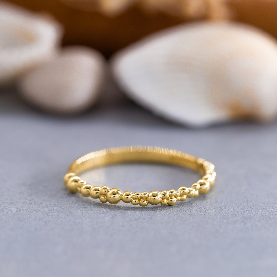 14K Solid Gold Bubble Ring Y154