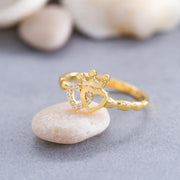 14K Solid Gold Heart Crown Ring Y148