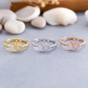 14K Solid Gold Heart Crown Ring Y148